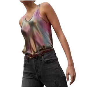 Nation LTD Lisette Bias Cut Tie Dye Watercolors Flattering Tank Top Size Small